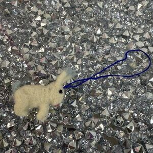 Bunny handmade Small Felt bunny Cream with Blue Accent felted